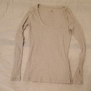 Madewell Light Gray Ribbed Long Sleeve Top
